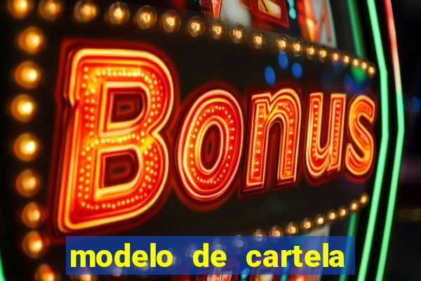 modelo de cartela de bingo em branco